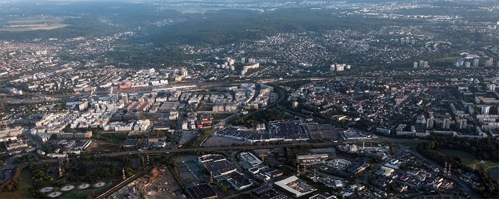 Vue aérienne de la ville de Massy 91300. Entreprise nettoyage bureaux locaux 91