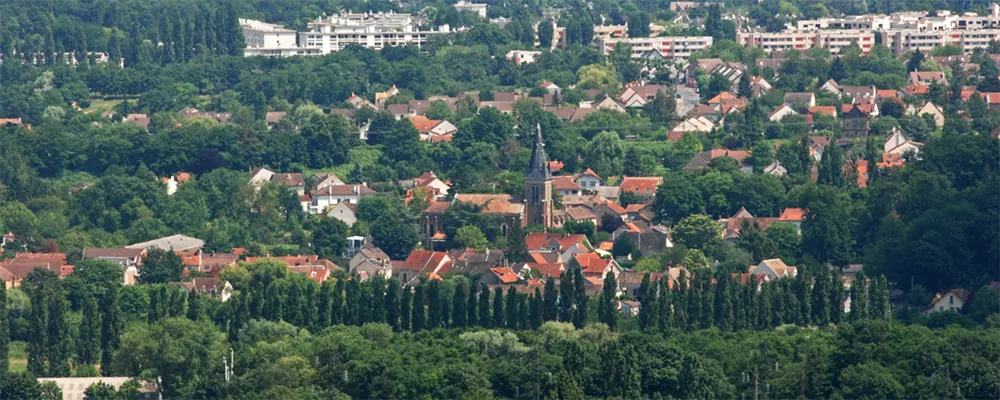 Vue aérienne du village de Saint Michel sur Orge 91240. Entreprise nettoyage bureaux locaux 91