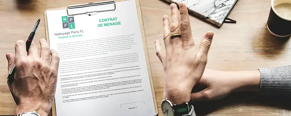 Signature d’un contrat de ménage régulier de nettoyage des bureaux à Paris